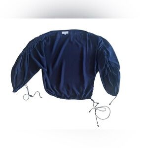 Alexis Silk Black Blouse with Elegant Design sleeve design with ruching detail M